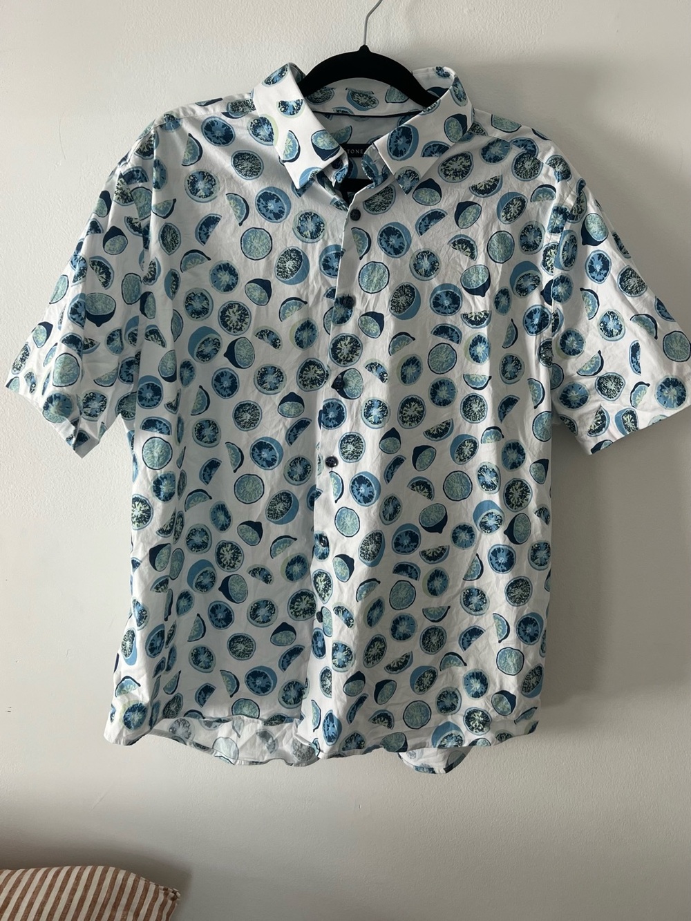 Stone Rose Men’s Shirt Short-Sleeve Button-Down XXL Blue Citrus 🍋‍🟩